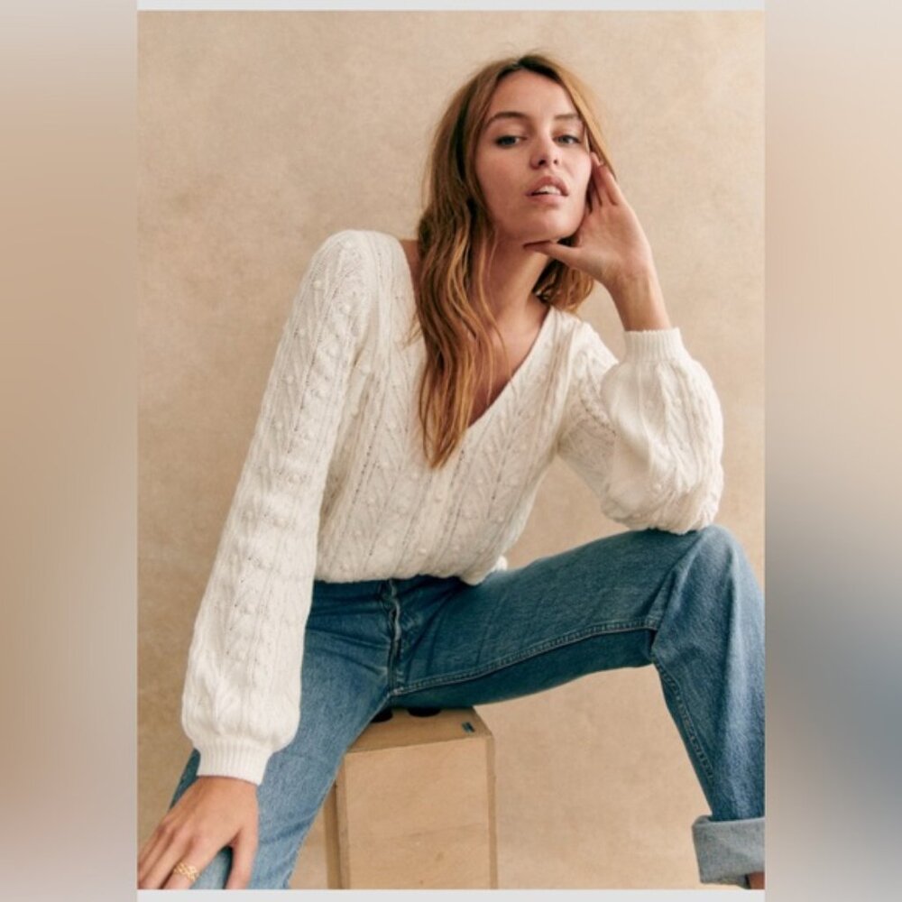 Sezane Beryl Cardigan in Ecru